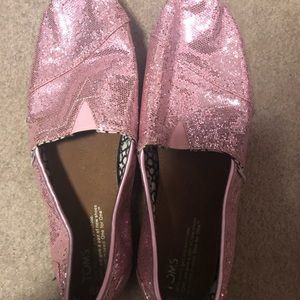 TOMS pink glittery shoes size 9.5W